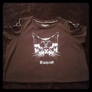 Hot Topic Tops - NWOT Blackcraft Cat Crop Top Hot Topic Tops - NWOT Blackcraft Cat Crop Top